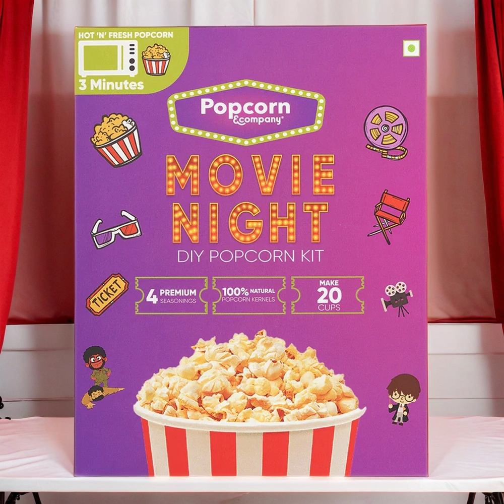 Mini Movie Night DIY Kit with 4 Seasoning- 450gm - Popcorn & Company 