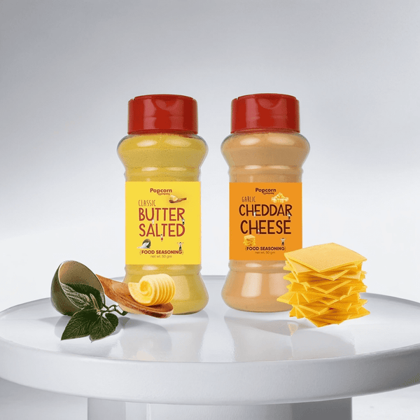 Classic Butter Salted + Cheddar Cheese  Popcorn Seasoning 140 GM (Pack of 2) - Popcorn & Company 