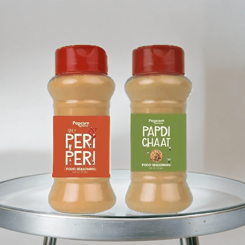 Peri Peri + Papdi Chaat Popcorn Seasoning 120 GM (Pack of 2) - Popcorn & Company 