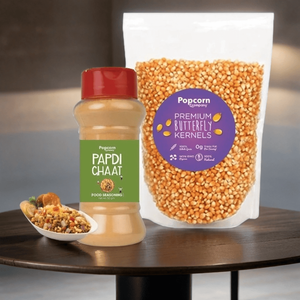 Popcorn Kernels 300g + Papdi Chaat Combo pack (360 g) - Popcorn & Company