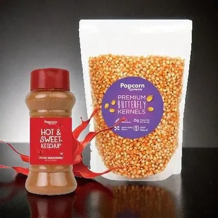 Popcorn Kernels 300 g with Hot & Sweet Ketchup Combo (360 g) - Popcorn & Company