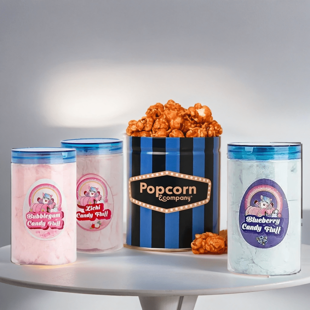 Sea Salt Caramel Popcorn + Lichi + Bubblegum + Blueberry (Combo Pack) - Popcorn & Company 