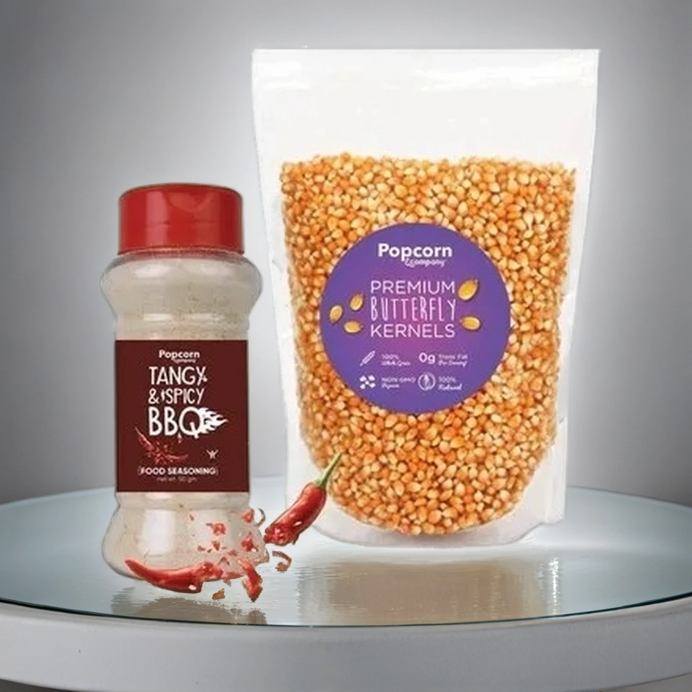 Popcorn Kernels (300g) + Tangy and Spicy BBQ Popcorn Seasoning Combo (360g) - Popcorn & Company 