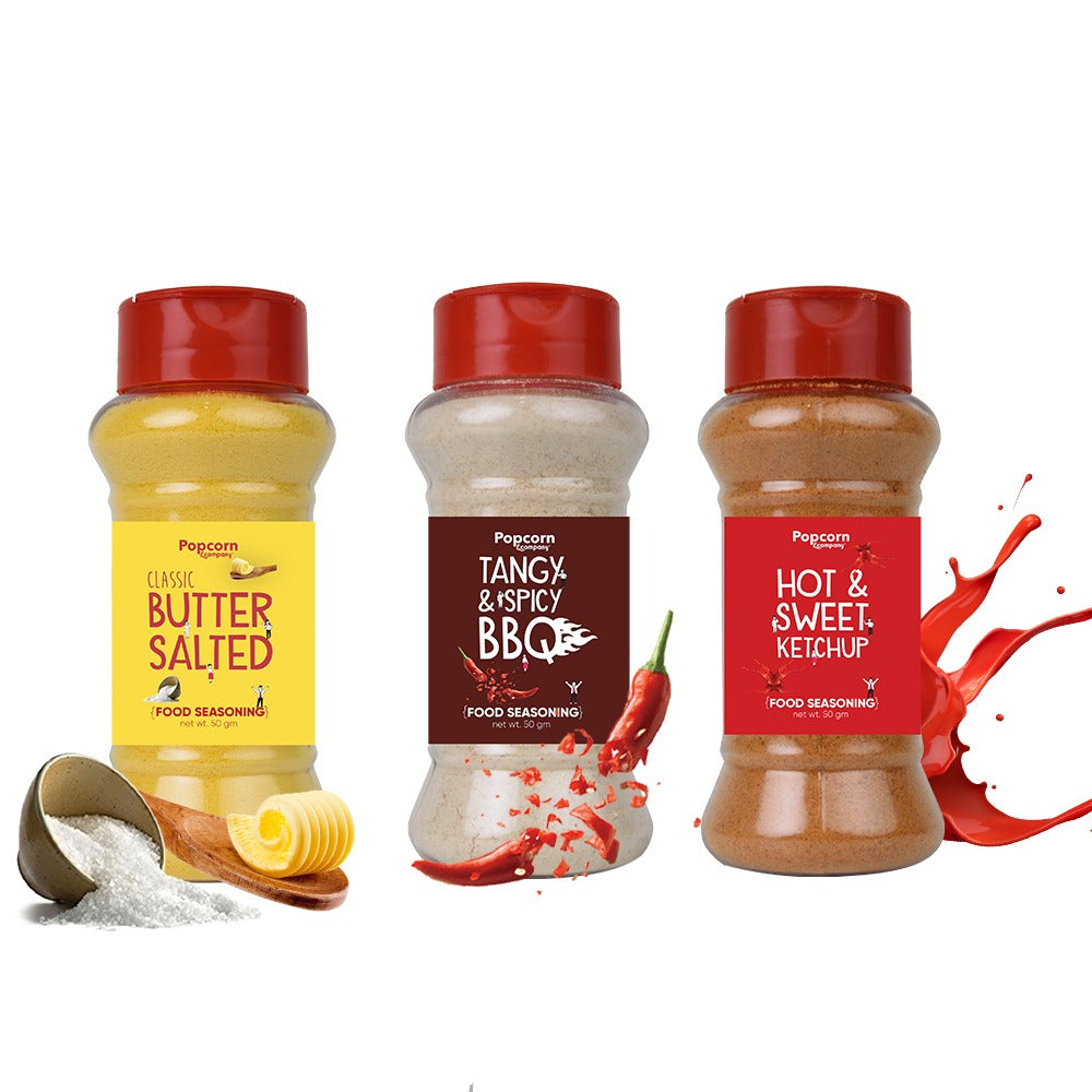 Classic Butter Salted + Hot and Sweet Ketchup + Tangy and Spicy BBQ Popcorn 200 GM (Pack of 3)