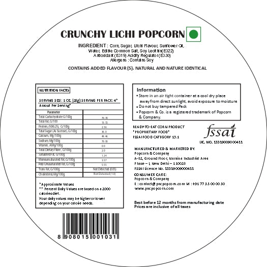 
                  
                    Crunchy Lichi Popcorn Regular Tin Nutrition Facts
                  
                